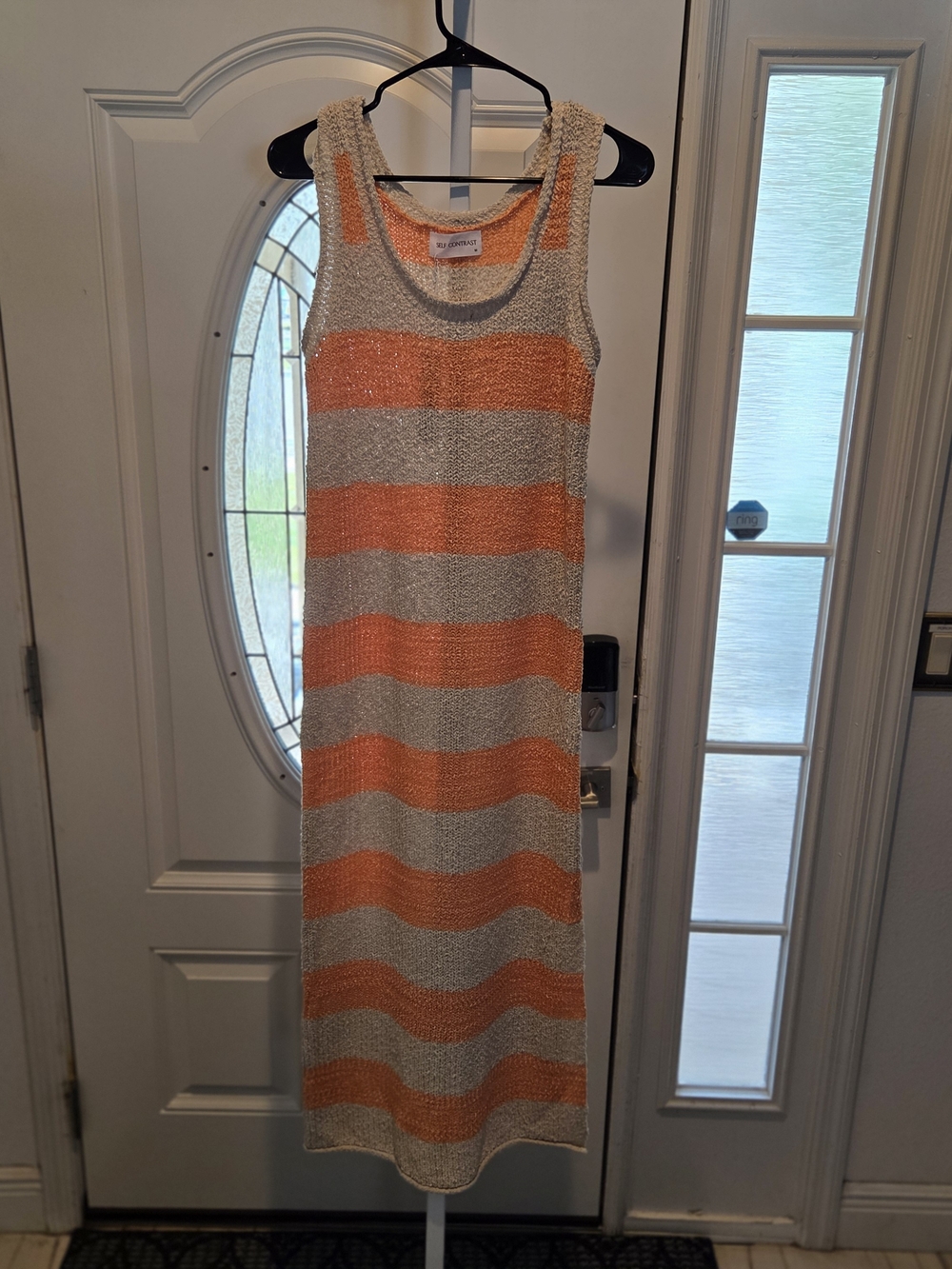 Striped Knit Maxi Dress in Orange & Cream